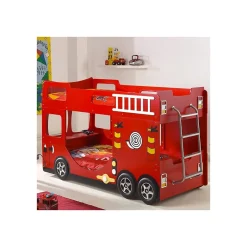 Petits-Meubles Lit superpose 90x200 Camion de pompier sommier inclus Vipack Car Beds - Rouge Sale