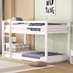 Enfant Aapaas Lit superpose 90x200 cm blanc pour enfants et adolescents avec structure en pin massif facile a assembler