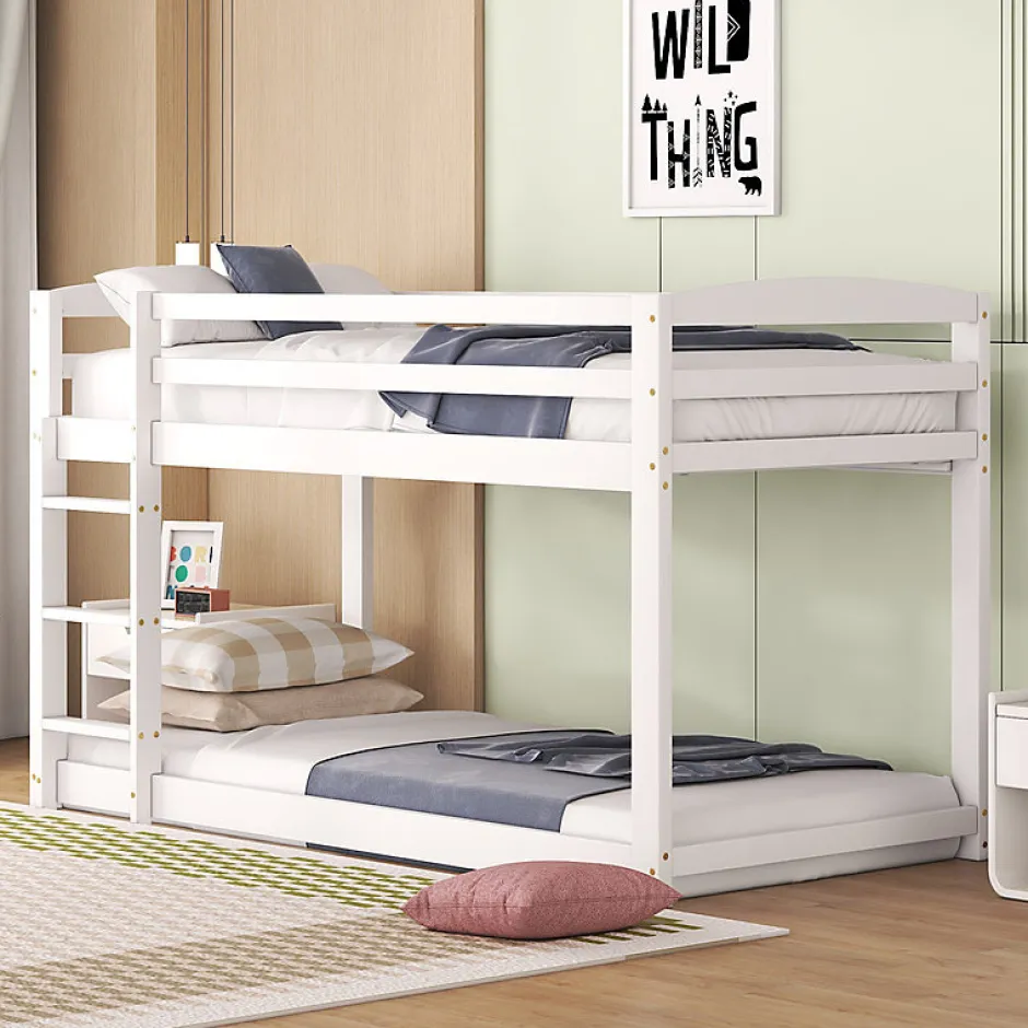 Enfant Aapaas Lit superpose 90x200 cm blanc pour enfants et adolescents avec structure en pin massif facile a assembler