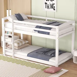 Enfant Aapaas Lit superpose 90x200 cm blanc pour enfants et adolescents avec structure en pin massif facile a assembler