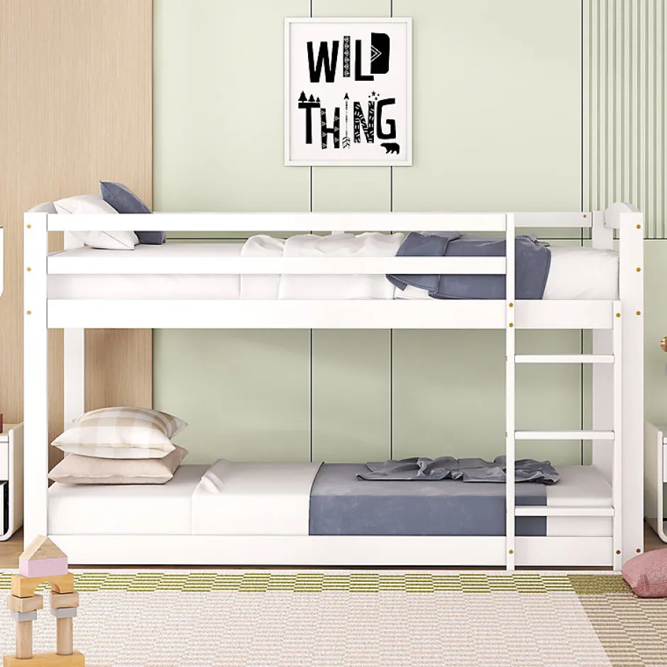 Enfant Aapaas Lit superpose 90x200 cm blanc pour enfants et adolescents avec structure en pin massif facile a assembler