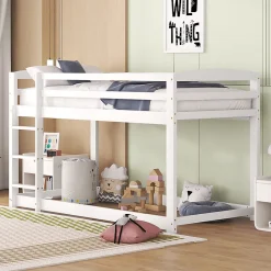 Enfant Aapaas Lit superpose 90x200 cm blanc pour enfants et adolescents avec structure en pin massif facile a assembler