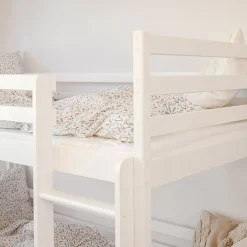 Enfant Petits-Meubles Lit superpose 90x200 sommier lit gigogne et tiroirs inclus Leo Blanc