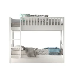 Enfant Petits-Meubles Lit superpose 90x200 sommiers et tiroir inclus Vipack Scott Blanc