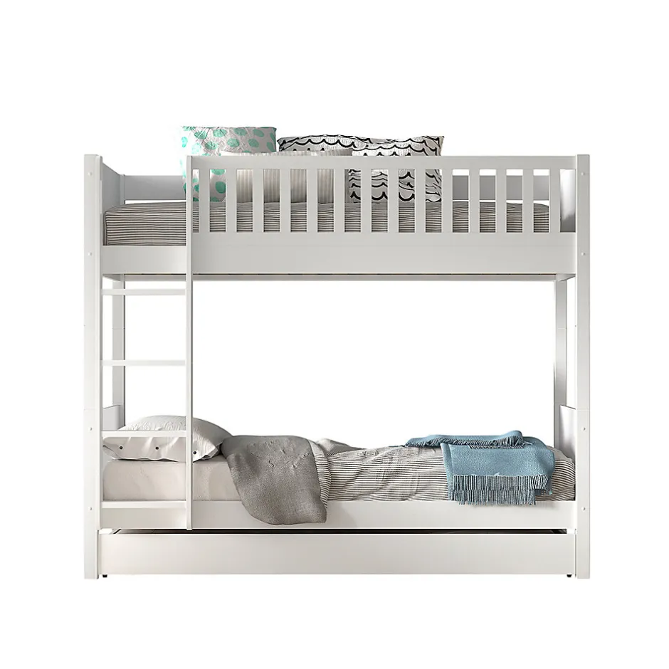 Enfant Petits-Meubles Lit superpose 90x200 sommiers et tiroir inclus Vipack Scott Blanc