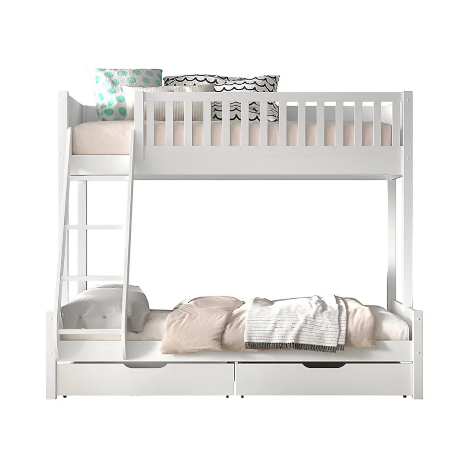 Enfant Petits-Meubles Lit superpose 90-140x200 sommiers et tiroirs inclus Vipack Scott Blanc