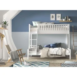 Enfant Petits-Meubles Lit superpose 90-140x200 sommiers et tiroirs inclus Vipack Scott Blanc