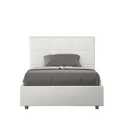 Ityhome Lit tapissé en simili cuir blanc sans sommier Mika 140x210 Sale