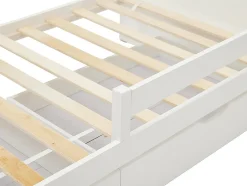Vente-unique Lit tipi 90 x 190 cm avec tiroirs - Pin et MDF - Coloris : Blanc et naturel - LUANCO