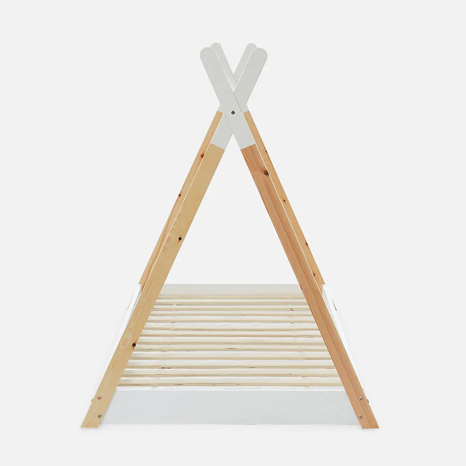Enfant Sweeek Lit Tipi. pin naturel blanc - sommier à lattes inclus. 90x190cm - Tobias