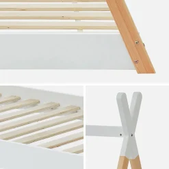 Enfant Sweeek Lit Tipi. pin naturel blanc - sommier à lattes inclus. 90x190cm - Tobias