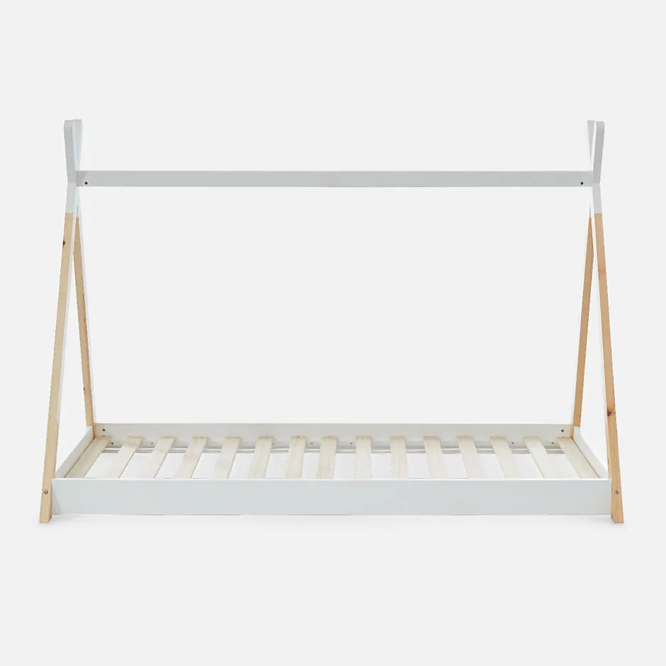Enfant Sweeek Lit Tipi. pin naturel blanc - sommier à lattes inclus. 90x190cm - Tobias