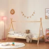 Enfant [En.Casa] Lit tipi pour enfant Siikajoki bois de pin 90 x 200 cm naturel blanc en.casa
