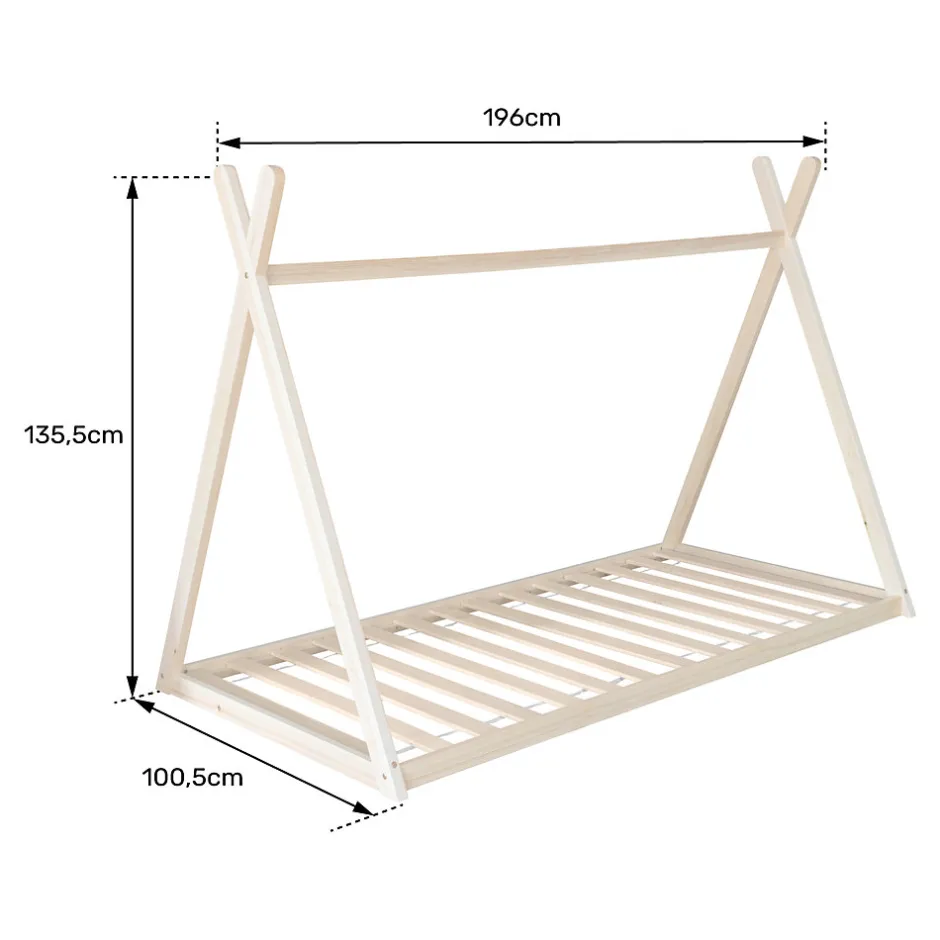 Enfant Happy Garden Lit tipi pour enfant 190x90cm en bois VALENTIN -