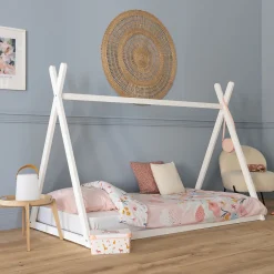 Enfant Happy Garden Lit tipi pour enfant 190x90cm blanc VALENTIN -