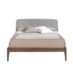 Angel Cerda Lit tufté en tissu gris moderne pour chambre à coucher élégante
