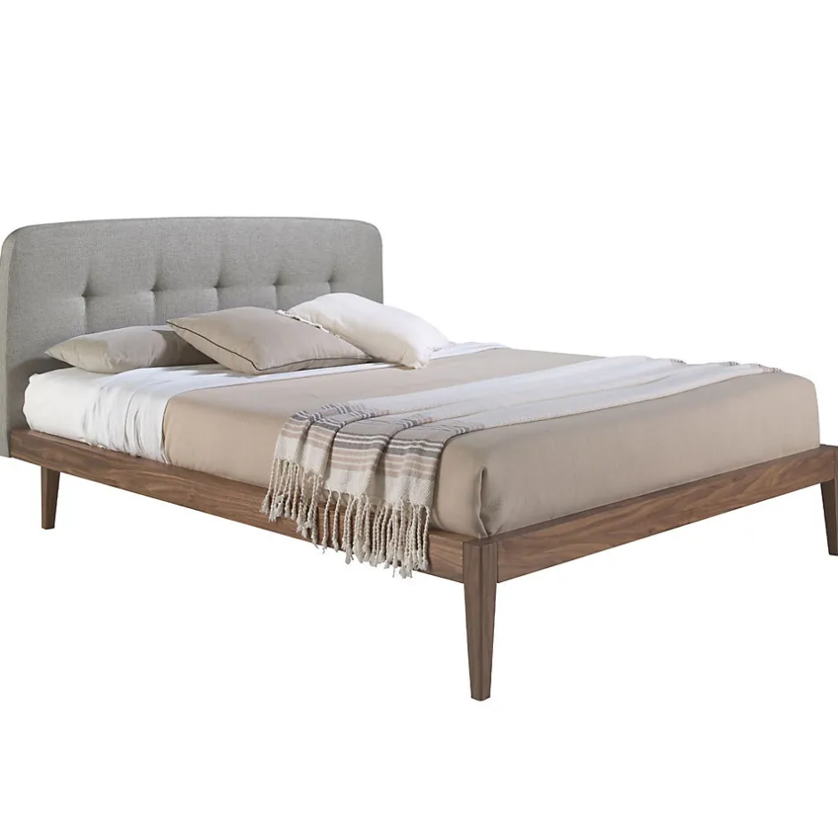 Angel Cerda Lit tufté en tissu gris moderne pour chambre à coucher élégante