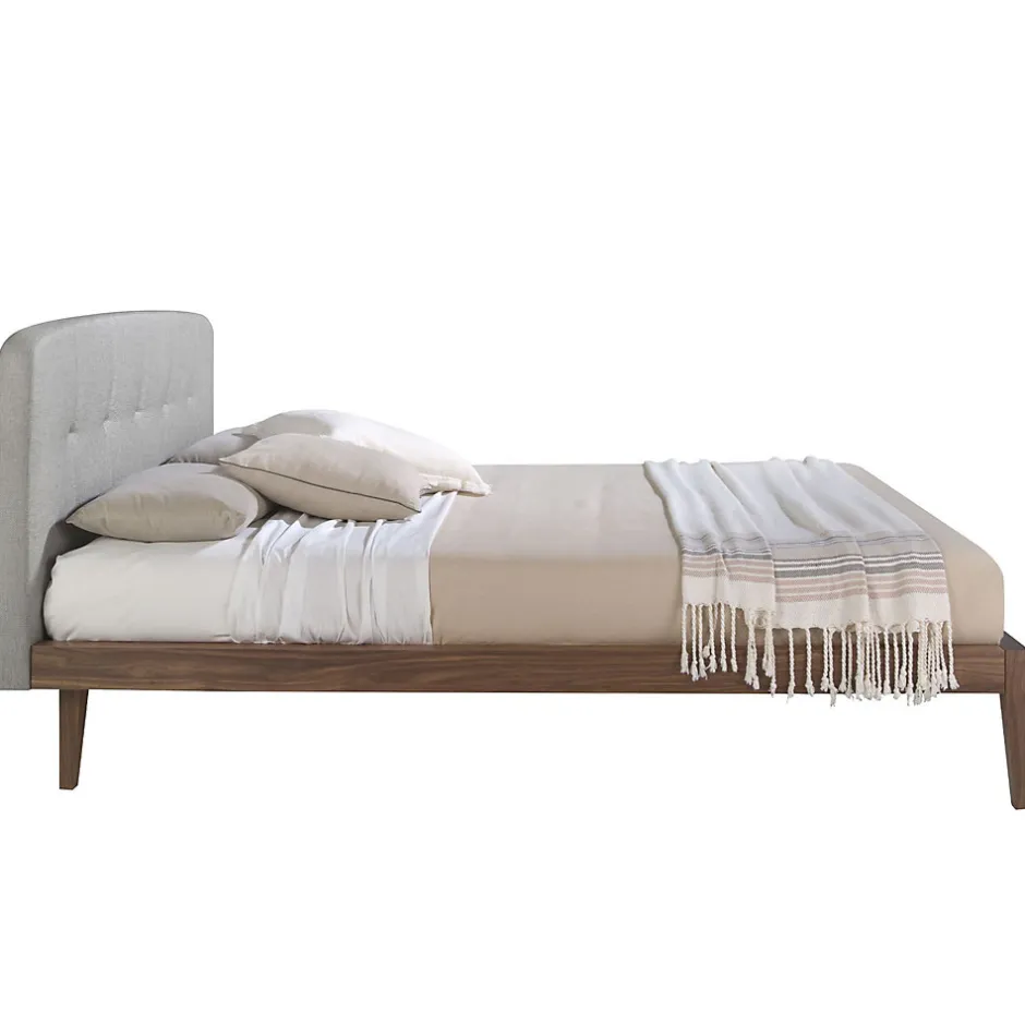 Angel Cerda Lit tufté en tissu gris moderne pour chambre à coucher élégante