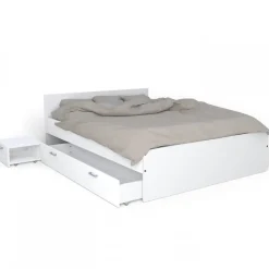 Weber Industries Lit TWIST 160x200 + 1 chevet + 1 tiroir / Blanc