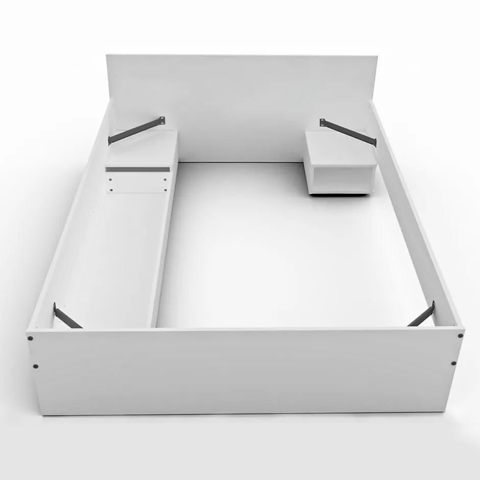 Weber Industries Lit TWIST 140x190 + 2 chevets + 1 tiroir / Blanc Outlet