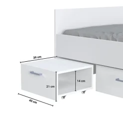 Weber Industries Lit TWIST 140x190 + 2 chevets + 1 tiroir / Blanc Outlet