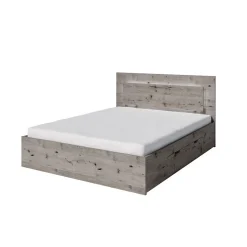 Meublorama Lit VELTIS 160x200 cm avec tete de lit LED Coloris chene Wellington Sommier et matelas non inclus