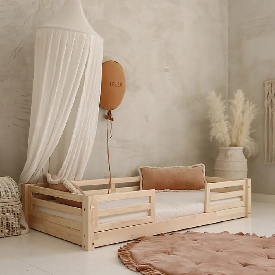 Enfant Petits-Meubles Lit 90x190 barrières et sommier inclus pieds 1 cm Mylena Bois
