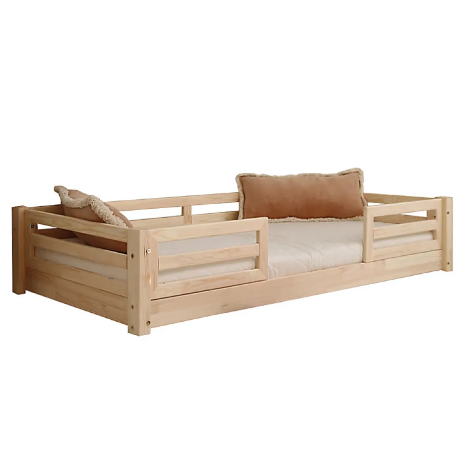 Enfant Petits-Meubles Lit 90x190 barrières et sommier inclus pieds 1 cm Mylena Bois