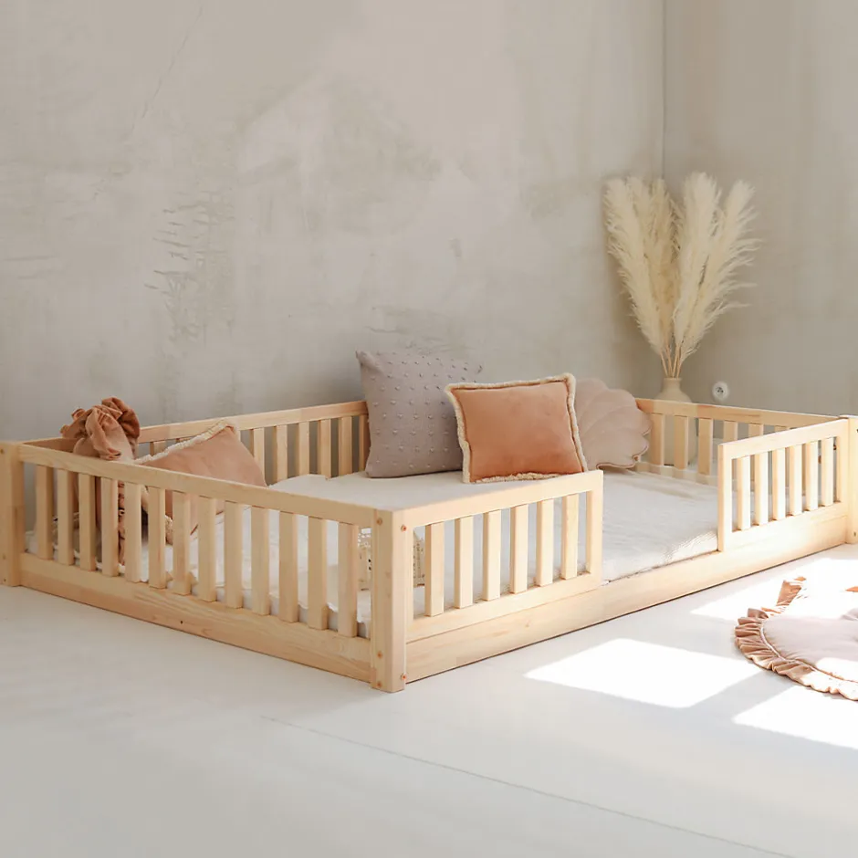 Enfant Petits-Meubles Lit 140x190 barrières et sommier inclus pieds 1 cm Agnès Bois