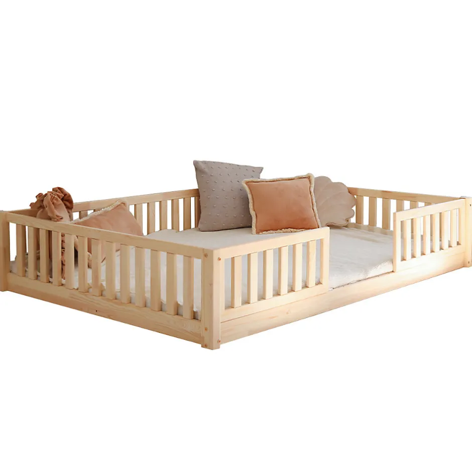 Enfant Petits-Meubles Lit 140x190 barrières et sommier inclus pieds 1 cm Agnès Bois