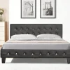King Of Dreams Lit 140x200 cm - avec sommier - tete de lit capitonnee noir - pieds 10 cm - 13 lattes - confort optimal - design moderne