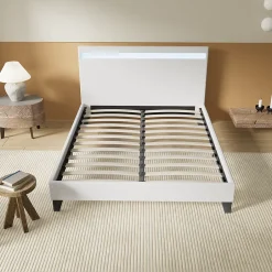 November Lit 160x200 cm avec Éclairage LED Simili Blanc Outlet