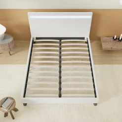 November Lit 160x200 cm avec Éclairage LED Simili Blanc Outlet
