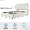 Redom Lit 140x200 cm avec coffre hydraulique et éclairage LED, tête et cadre tapissés similicuir blanc contemporain Discount