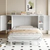 Enfant Redom Lit 140x200 cm avec portes en rotin, design gain de place, rangements latéraux intégrés, finition blanche