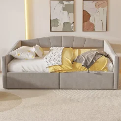 Redom Lit 140x200 cm avec rangement hydraulique et revêtement velours gris clair, convertible, design contemporain New
