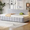 Redom Lit 90x200 cm avec rangement hydraulique, tapissé velours gris clair, sans accoudoirs, design moderne Sale
