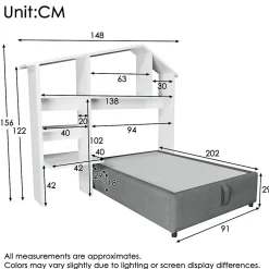 Redom Lit 90x200 cm avec rangement hydraulique, tête de lit étagère en lin gris et ports USB-C, design contemporain