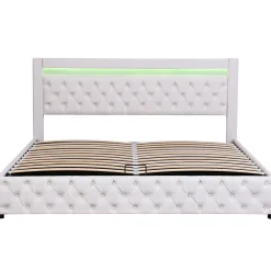 Redom Lit 180x200 cm avec rangement sous sommier et tête de lit rembourrée en PU, design moderne et élégant New
