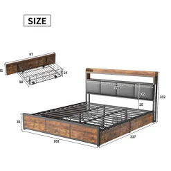 Fortuna lai Lit 160x200 cm avec sommier à lattes, LED, 4 tiroirs, Adolescents, sans matelas Discount