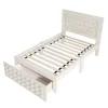 Redom Lit 90x190 cm avec tiroir et grand espace sous-lit 26 cm, design créatif en bois blanc, idéal enfant Hot
