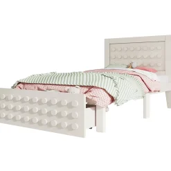 Redom Lit 90x190 cm avec tiroir et grand espace sous-lit 26 cm, design créatif en bois blanc, idéal enfant Hot