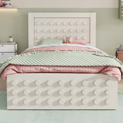 Redom Lit 90x190 cm avec tiroir et grand espace sous-lit 26 cm, design créatif en bois blanc, idéal enfant Hot