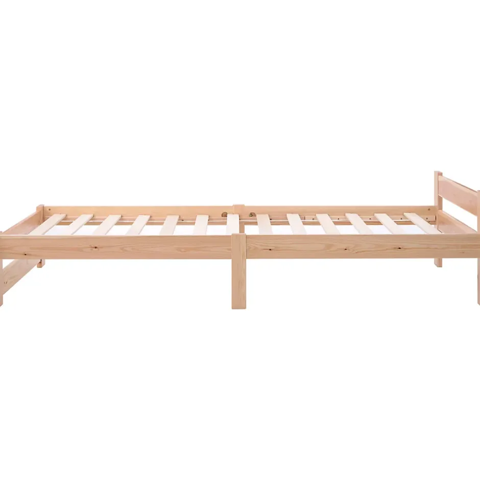ProximaX Lit 90x200 cm bois massif, cadre avec sommier à lattes et tête de lit, adapté enfants, ados et adultes, couleur naturel Hot