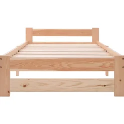 ProximaX Lit 90x200 cm bois massif, cadre avec sommier à lattes et tête de lit, adapté enfants, ados et adultes, couleur naturel Hot