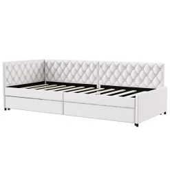 Simple Life Lit 90x200 cm, canapé convertible extensible avec sommier à lattes, velours, lit enfant et lit d'appoint - Beige Best