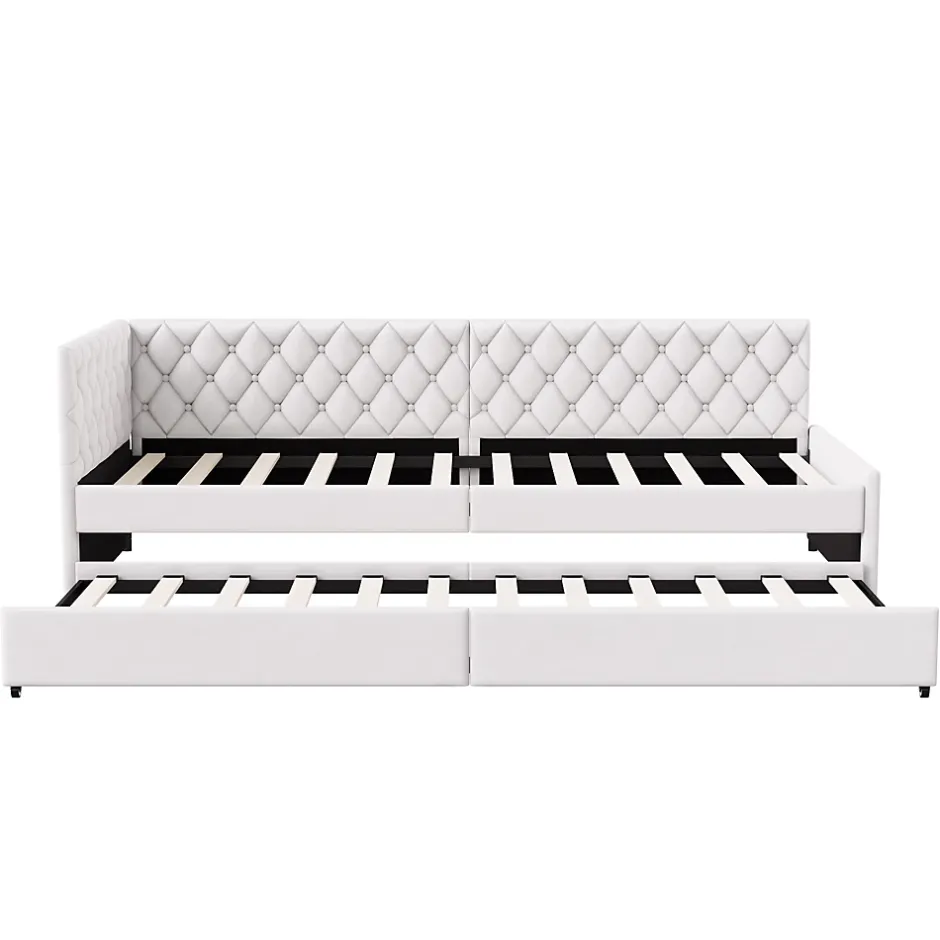 Simple Life Lit 90x200 cm, canapé convertible extensible avec sommier à lattes, velours, lit enfant et lit d'appoint - Beige Best