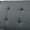 Redom Lit 146x89 cm convertible 3-en-1 en tissu lin gris, dossier 5 positions, cadre bois et renfort métal New