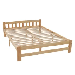 ProximaX Lit 140x200 cm en bois massif naturel avec tête de lit et sommier à lattes, lit futon solide pour adolescents et adultes