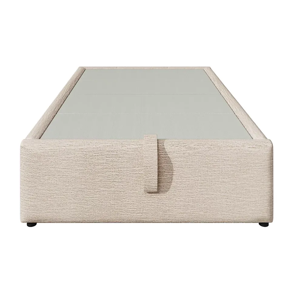 Redom Lit 90x190 cm en lin naturel avec rangement hydraulique, étagère tête de lit et ports USB-C Best
